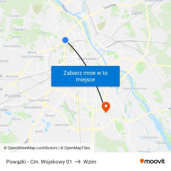 Powązki - Cm. Wojskowy 01 to Wzim map