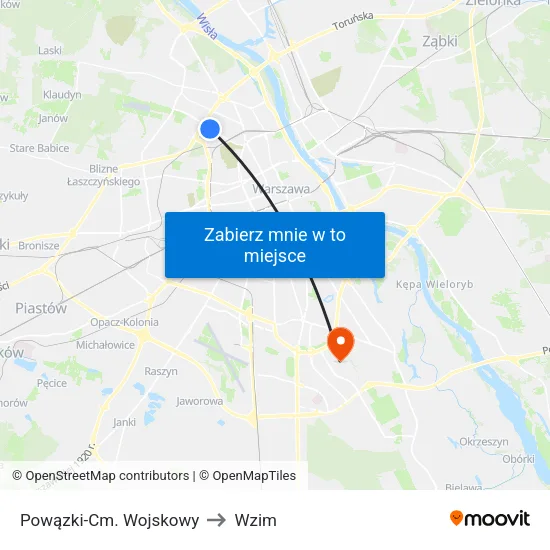 Powązki - Cm. Wojskowy to Wzim map
