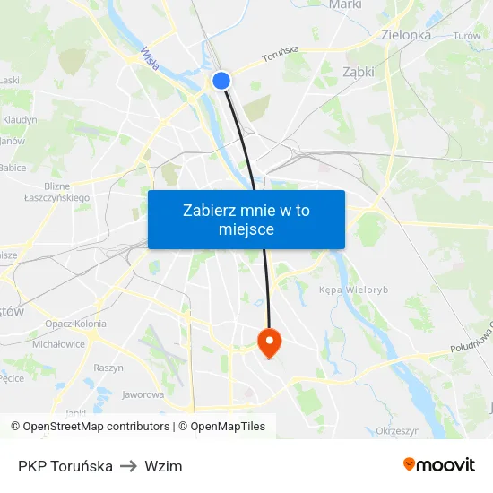 PKP Toruńska to Wzim map