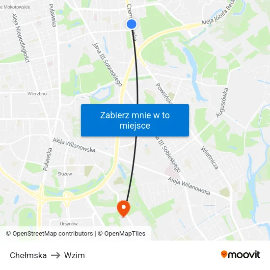 Chełmska to Wzim map