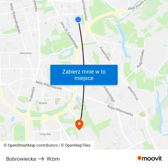 Bobrowiecka to Wzim map