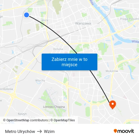 Metro Ulrychów to Wzim map
