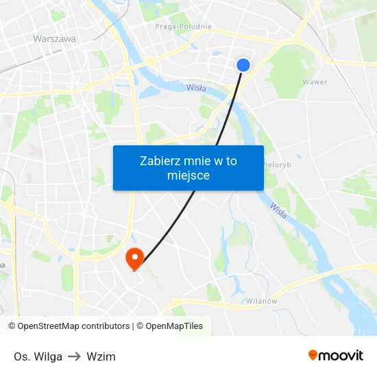 Os. Wilga to Wzim map