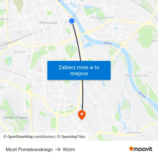 Most Poniatowskiego to Wzim map