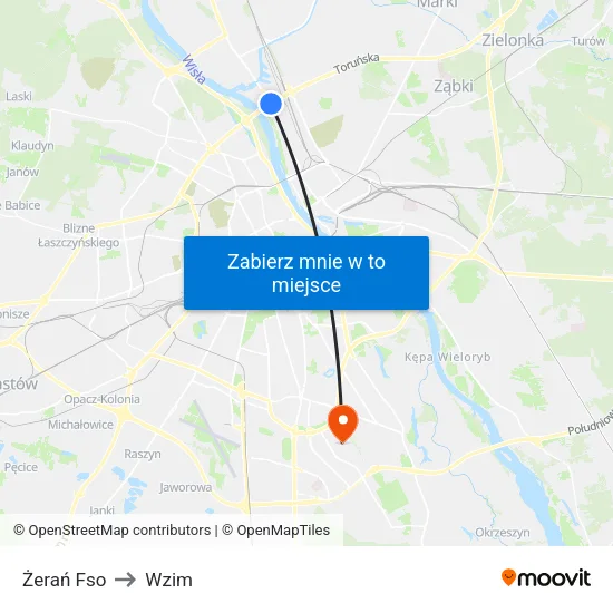 Żerań Fso to Wzim map