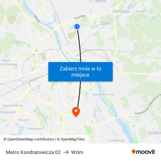 Metro Kondratowicza 02 to Wzim map
