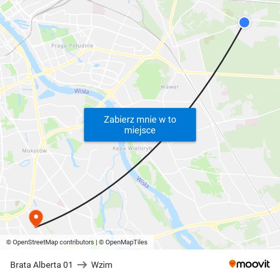 Brata Alberta to Wzim map