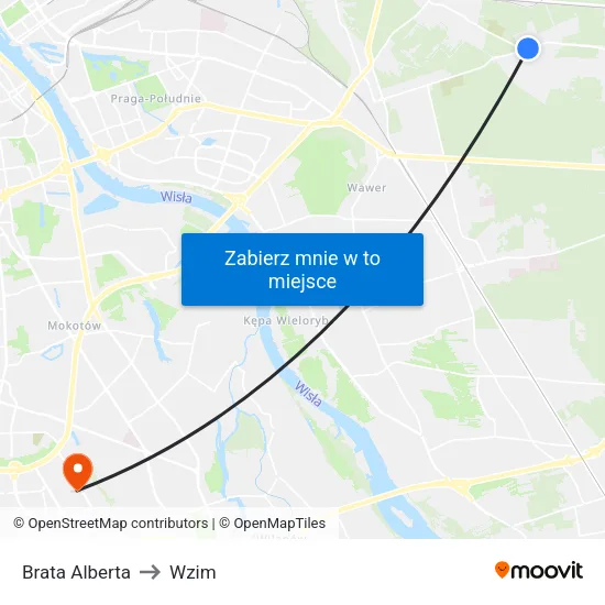 Brata Alberta to Wzim map