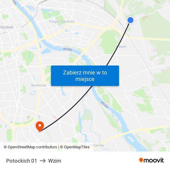 Potockich 01 to Wzim map