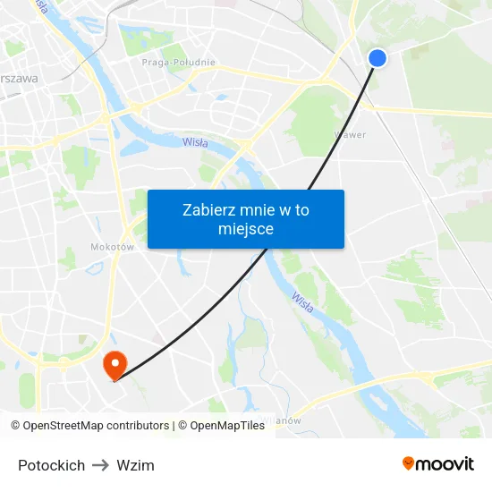 Potockich to Wzim map