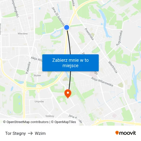 Tor Stegny to Wzim map