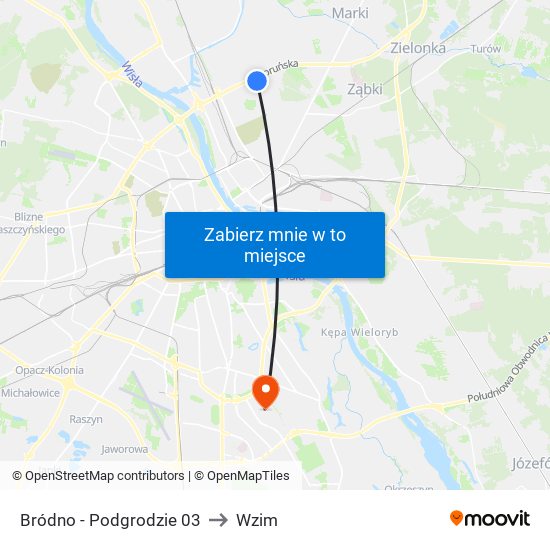 Bródno-Podgrodzie to Wzim map