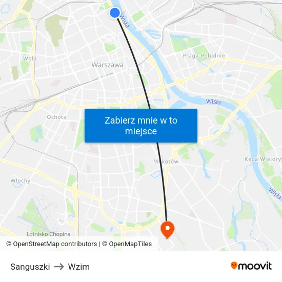 Sanguszki to Wzim map