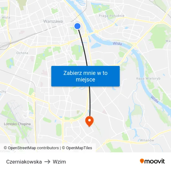 Czerniakowska to Wzim map