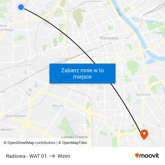 Radiowa - WAT 01 to Wzim map