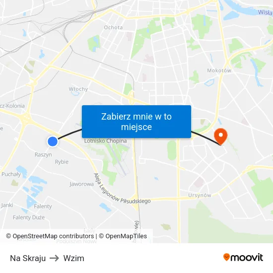 Na Skraju to Wzim map