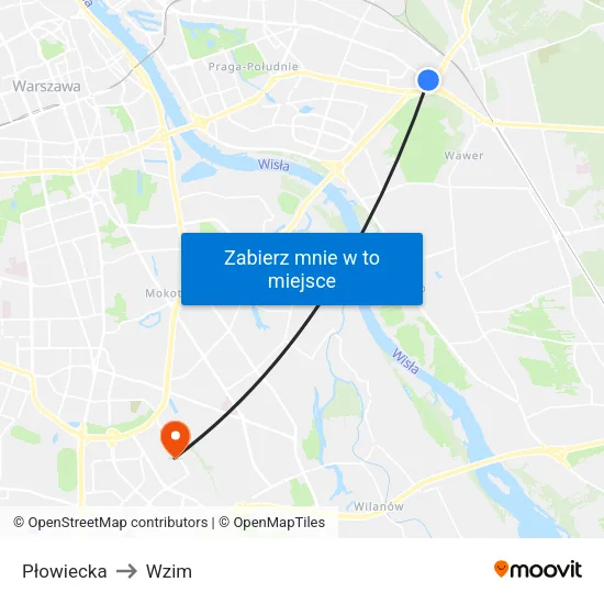 Płowiecka to Wzim map