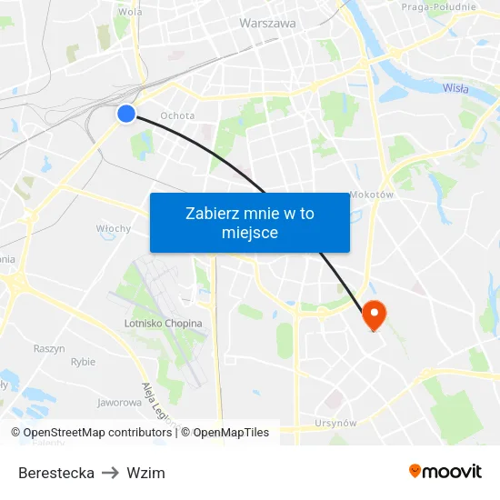 Berestecka to Wzim map