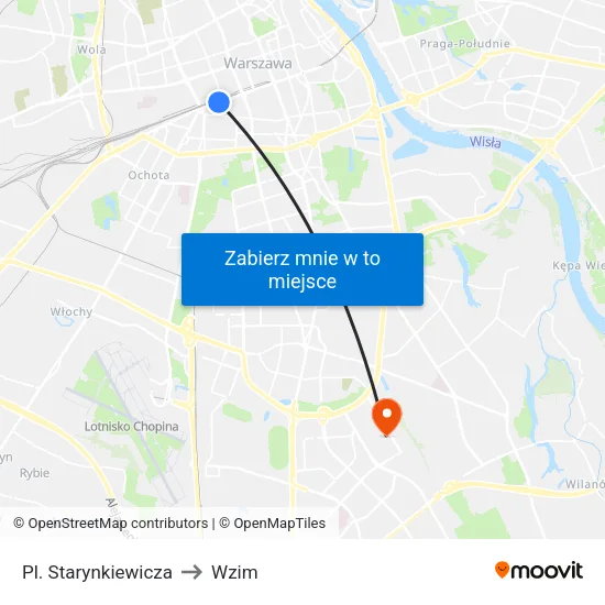 Pl. Starynkiewicza to Wzim map