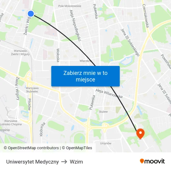 Uniwersytet Medyczny to Wzim map