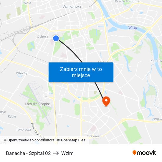 Banacha - Szpital 02 to Wzim map