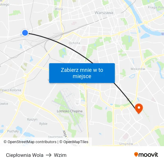 Ciepłownia Wola to Wzim map