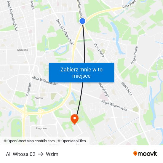 Al. Witosa 02 to Wzim map