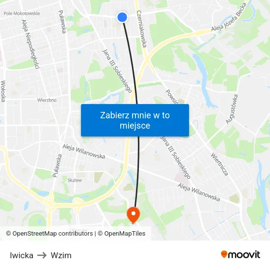 Iwicka to Wzim map