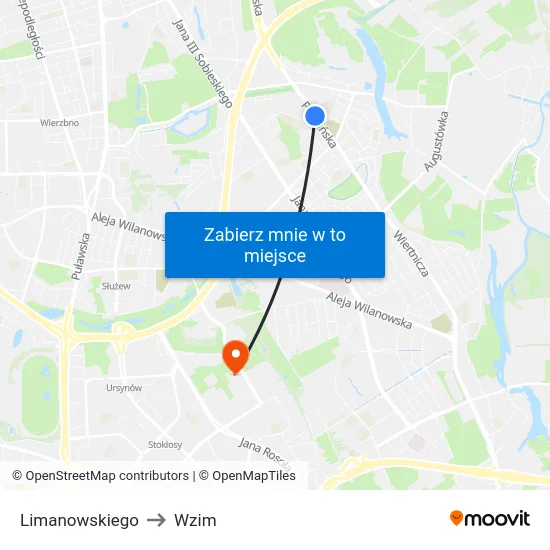 Limanowskiego to Wzim map