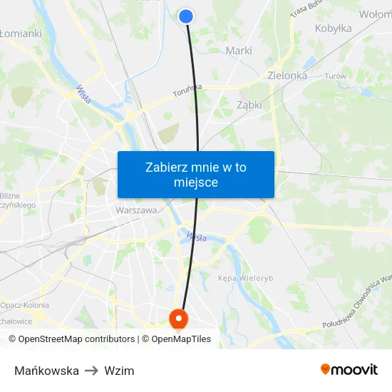 Mańkowska to Wzim map