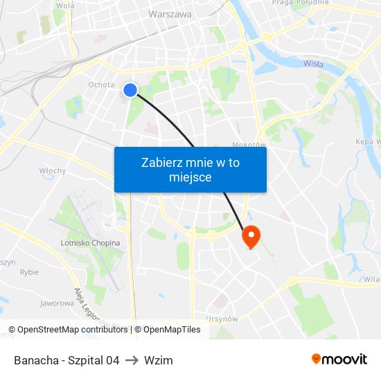 Banacha - Szpital 04 to Wzim map