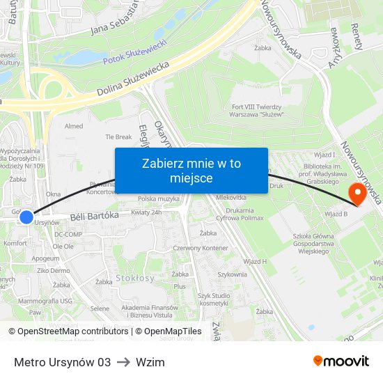 Metro Ursynów 03 to Wzim map