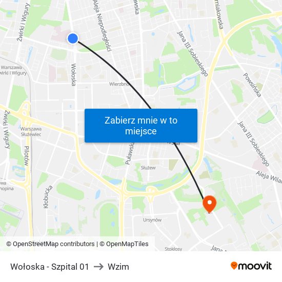 Wołoska - Szpital 01 to Wzim map