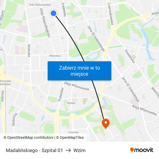 Madalińskiego - Szpital 01 to Wzim map