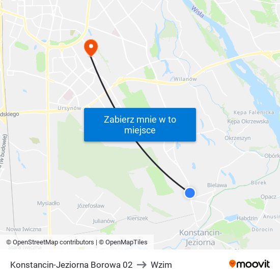 Konstancin-Jeziorna Borowa 02 to Wzim map