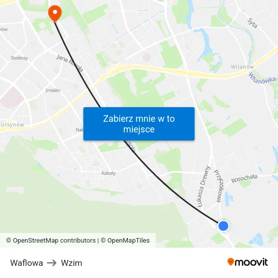 Waflowa to Wzim map