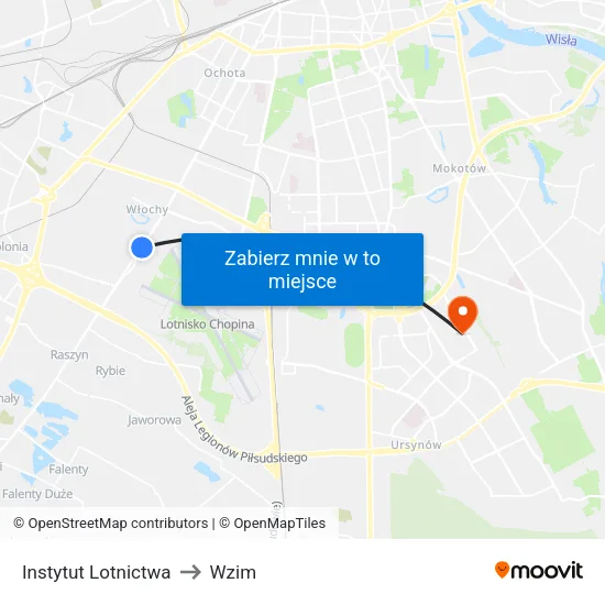 Instytut Lotnictwa to Wzim map