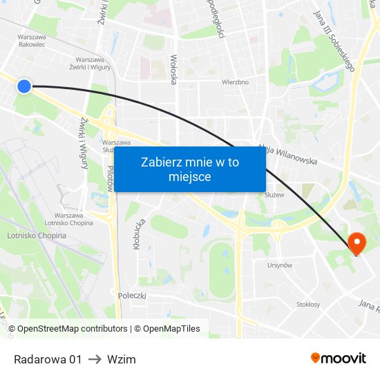 Radarowa 01 to Wzim map