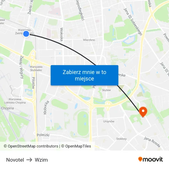 Novotel to Wzim map