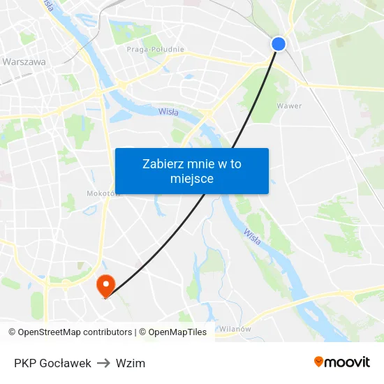 PKP Gocławek to Wzim map