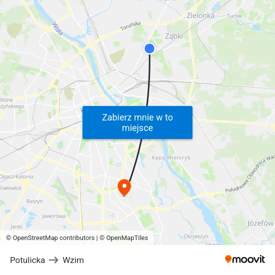 Potulicka to Wzim map