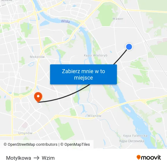 Motylkowa to Wzim map