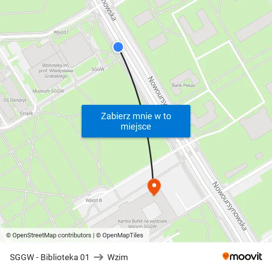 SGGW - Biblioteka to Wzim map