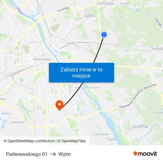 Paderewskiego 01 to Wzim map