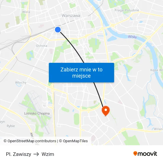 Pl. Zawiszy to Wzim map