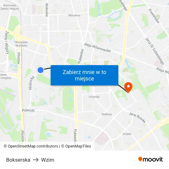 Bokserska to Wzim map