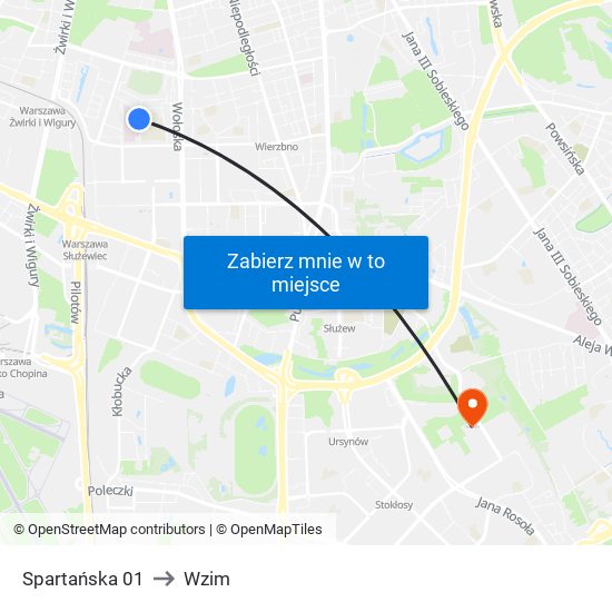 Spartańska 01 to Wzim map