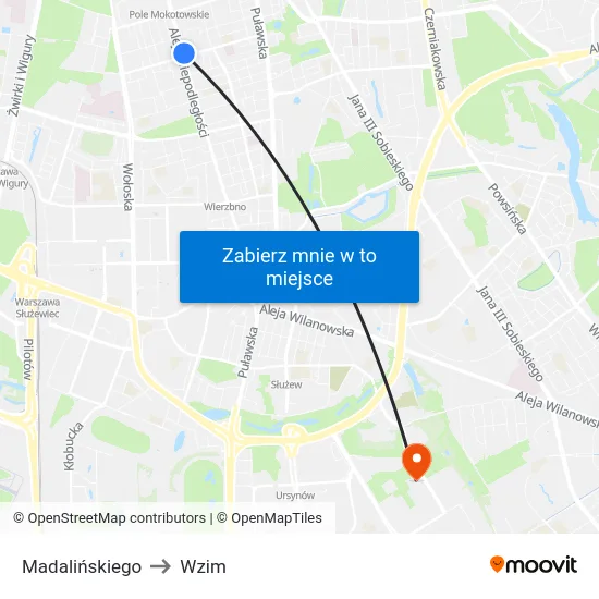Madalińskiego to Wzim map