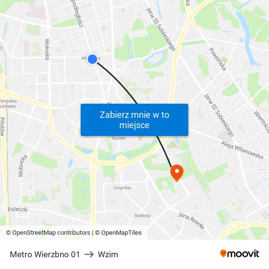 Metro Wierzbno 01 to Wzim map