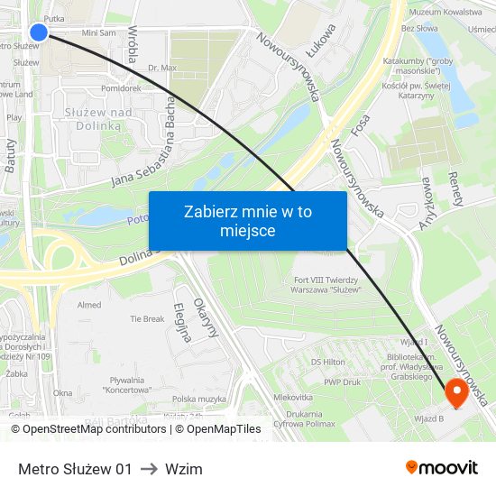 Metro Służew 01 to Wzim map